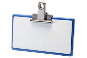 Blank name tag holder ready for labeling and identification on a transparent background png