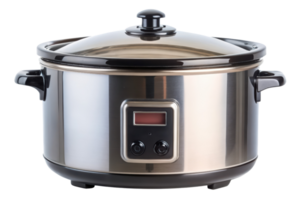Modern electric slow cooker with digital control panel isolated on a transparent background png