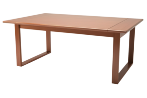 Modern wooden table with a sleek and minimalist style isolated on a transparent background png
