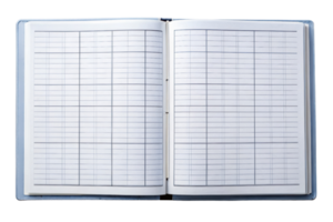 Open notebook with grid pages is perfect for planning isolated on a transparent background png