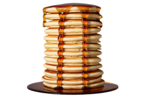 Stack of pancakes drizzled with rich syrup on a transparent background png