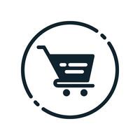 Design Illustration graphic of shopping cart icon with glyph style. Suitable for UI, mobile design, web design, etc. vector