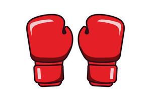 Pair of bright red boxing gloves, ready for action. vector