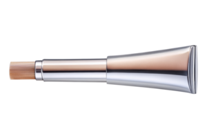 Makeup brush applicator with ergonomic metallic handle isolated on a transparent background png