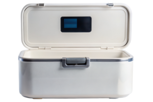 Portable cooling box with digital temperature display and open top png