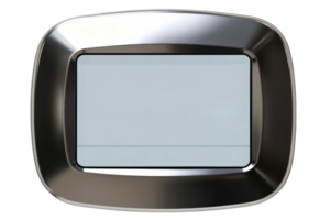 Modern electronic display screen on a sleek metallic frame isolated on a transparent background png