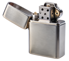 Sleek metal lighter with classic design and practical use isolated on a transparent background png