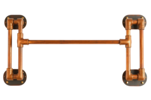 Industrial-style copper pipe handle mounted for functional decor isolated on a transparent background png
