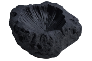 Textured volcanic rock bowl with unique natural features isolated on a transparent background png