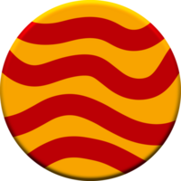 A red and yellow striped button with a wave pattern png