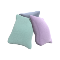Three pillows in different colors on a transparent background png