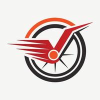 Dynamic minimalist logo design for a cycling brand focusing on wheels and speed in a modern aesthetic vector