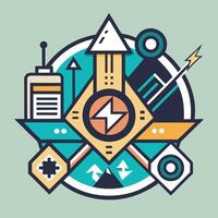 Creative design showcasing modern geometric shapes and vibrant colors that symbolize innovation and energy dynamics in a contemporary setting vector