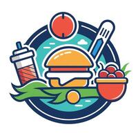 Efficient logo design for meal delivery service with dynamic elements representing food and activity vector