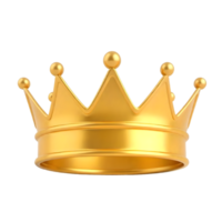 3d render of glossy golden crown with spikes on transparent background png