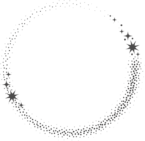 Magic frame with stars ornament. Celestial border elements. Round decorative vintage element. Abstract cosmic shape with glowing sparkles. png