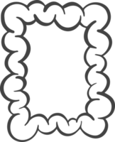 Abstract cloud shape. Funky playful element of graffiti soap suds. Retro blob of cartoon bubbles. Groovy outline manga smoke. Funny rectangle frame png