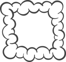Abstract cloud shape. Funky playful element of graffiti soap suds. Retro blob of cartoon bubbles. Groovy outline manga smoke. Funny square frame png