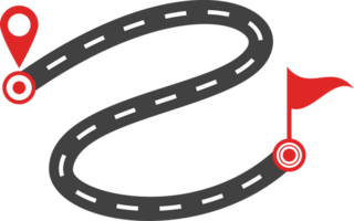 Concept of plan with an easy route A difficult option B and real life way. Expectation and reality png