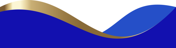 Header shape. Website border section for design. Abstract curved bottom with golden element. Separator blue wavy frames for webpage. Simple headlines for site and app interface. png