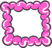 Abstract cloud shape. Funky playful element of graffiti soap suds. Retro blob of cartoon bubbles. Groovy pink manga smoke. Funny square frame png