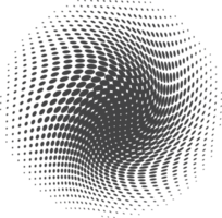 Dotted round shape. Abstract halftone element. Geometric circular wavy spotted circle. png