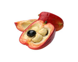 uma vermelho fruta com uma Preto semente dentro png
