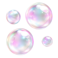Soap Bubbles Isolated on Transparent Background with Realistic Colorful Iridescent png