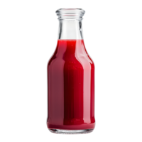 Glass Bottle of Red Liquid on Transparent Background, Shiny Glassware Container png