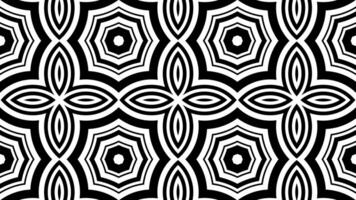 Abstract Kaleidoscope with geometric pattern animation. black and white grunge pattern. monochrome retro style. video