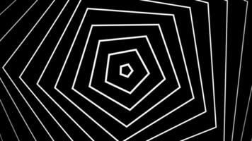 Abstract black and white pentagon curve radio wave motion. Spinning monochrome loop animation. geometric pentagon line. video