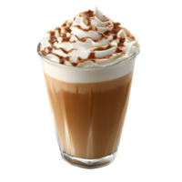 Latte with Whipped Cream and Chocolate Drizzle Isolated on Transparent Background png
