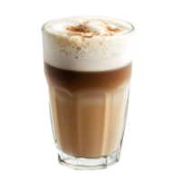 Latte in Glass with Foam and Cinnamon Dust on Transparent Background Delicious Drink png