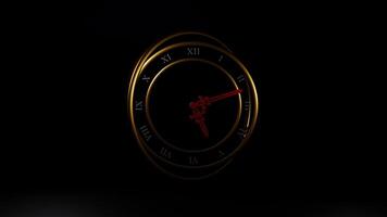 Elegant Golden Roman Numeral Clock with Spinning Hour and Minute Hands Seamless Loop video