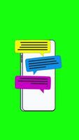 Messages On The Phone Screen On Vertical On Greenscreen Background 2D Cartoon Animation video