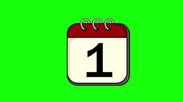 Calendar Changes From The 2nd To The 3rd Of The Month On Greenscreen Background 2D Cartoon Animation video
