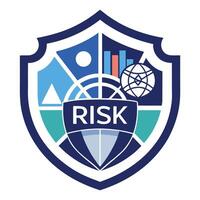 Protective logo design representing risk management consulting with elements illustrating analysis and strategic planning vector