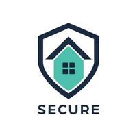 Minimalist logo design for home security company emphasizing safety and protection with a house and shield motif vector