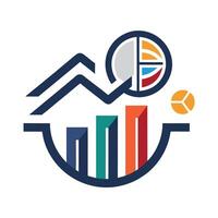 Data driven minimalist logo design representing sports analytics with visual elements like bars, graphs, and sports symbols for a modern approach vector