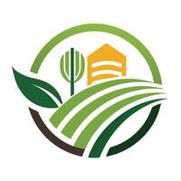 Innovative minimalist logo design representing agricultural technology with nature-inspired elements like crops, trees, and farm structures vector