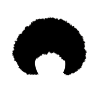 Silhouetted afro hairstyle creating a graphic cloud-like outline on an isolated transparent background png