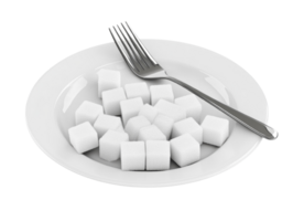 Excessive Sweetness. A stark depiction of refined sugar overload on a pristine white plate png