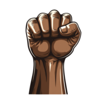 Empowered fist. A symbol of resilience, solidarity, and unity against inequality on a transparent isolated background png