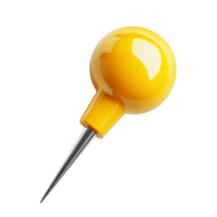 Vibrant yellow pushpin poised for action, emphasizing focus and precision, against plain backdrop png