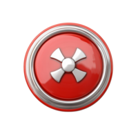Crimson circular emblem with radiant metallic cross, a design on transparent setting png