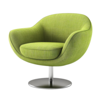 Contemporary apple green swivel chair with textured fabric finish, isolated for versatile design projects, minimal setup png