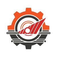 Minimalist automotive parts logo featuring precise design elements with gear and streamlined shapes representing innovation in the automotive industry vector