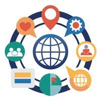 Creative logo design for translation services showcasing global communication and connection elements in a vibrant and engaging layout vector