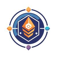 Modern minimalist logo design featuring geometric shapes for a cryptocurrency exchange depicted against a clean white background in a vibrant color scheme vector