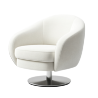 Elegant ivory swivel chair, showcasing luxurious comfort and modern design aesthetic with a minimalistic style png